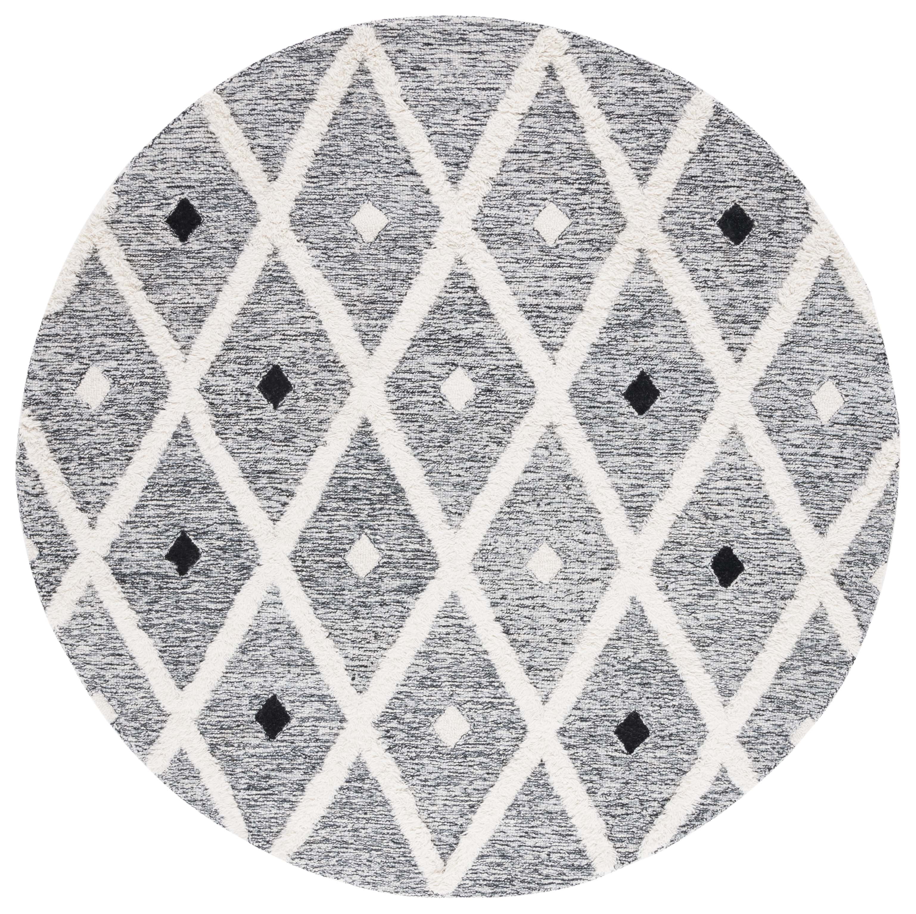 SAFAVIEH Casablanca Cara Diamond Area Rug, Black/Ivory, 6' x 6' Round