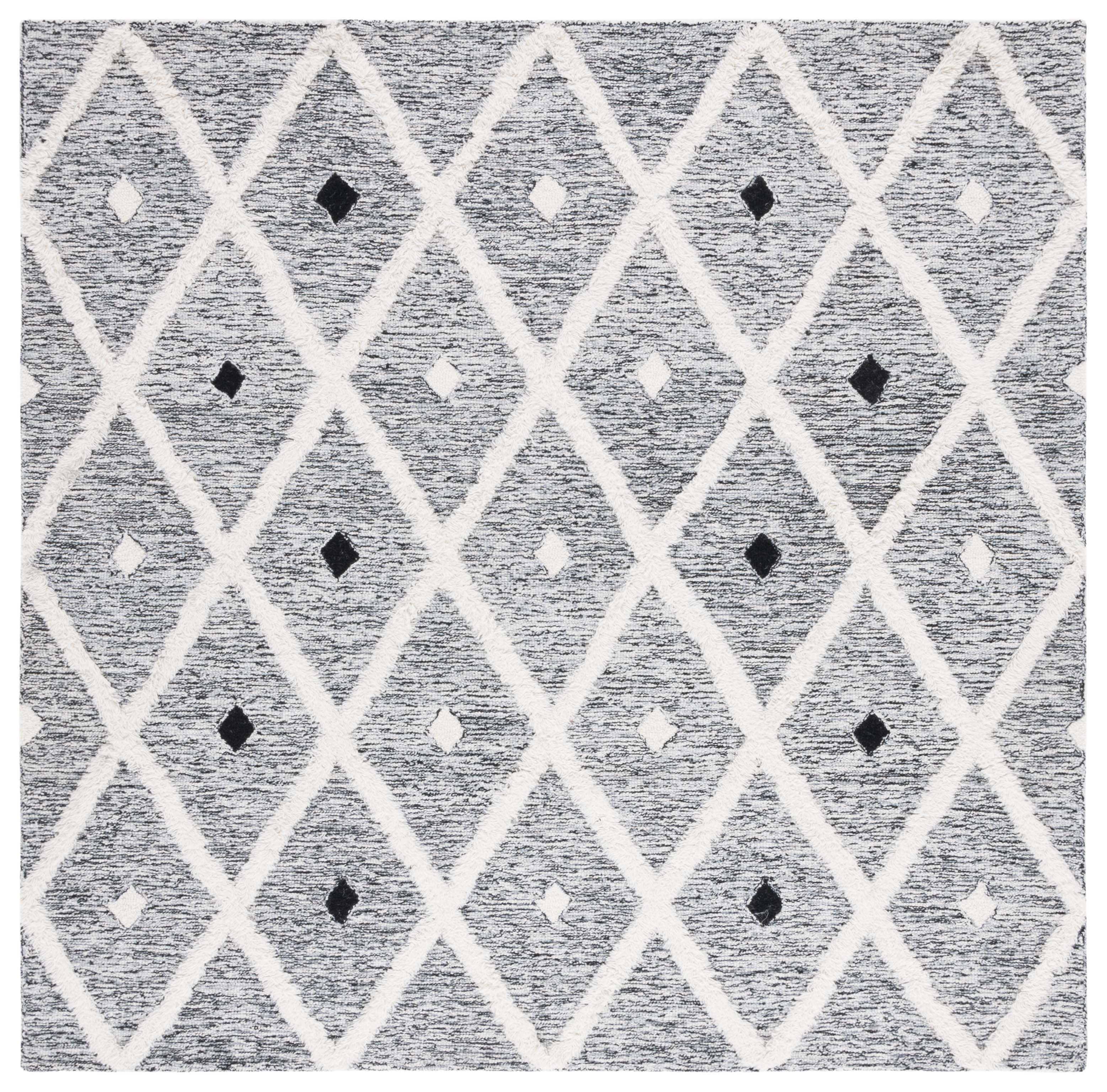 SAFAVIEH Casablanca Cara Diamond Area Rug, Black/Ivory, 6' x 6' Square