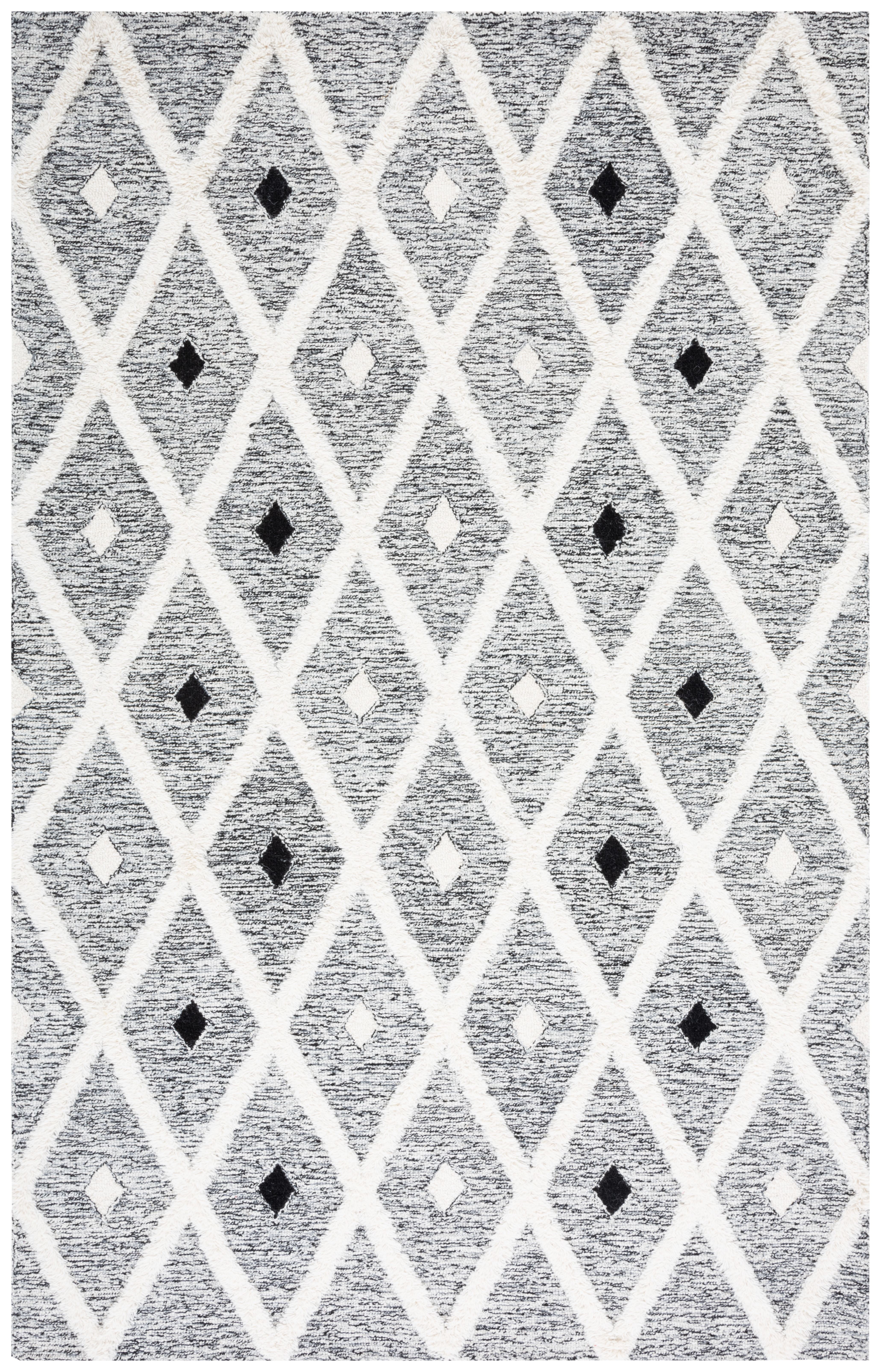 SAFAVIEH Casablanca Cara Diamond Area Rug, Black/Ivory, 6' x 9'