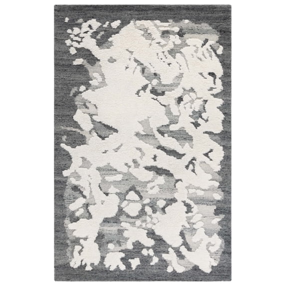 SAFAVIEH Casablanca Chloe Abstract Shag Area Rug, Dark Grey/Ivory, 8' x 10'