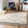 thumbnail image 1 of SAFAVIEH Casablanca Clayton Geometric Wool Shag Area Rug, Ivory/Charcoal, 5' x 8', 1 of 9