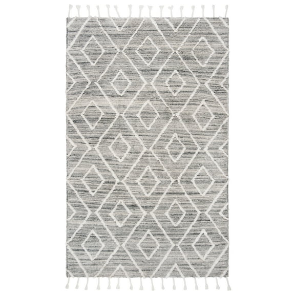 SAFAVIEH Casablanca Cleves Geometric Wool Area Rug, Grey/Ivory, 5' x 8'