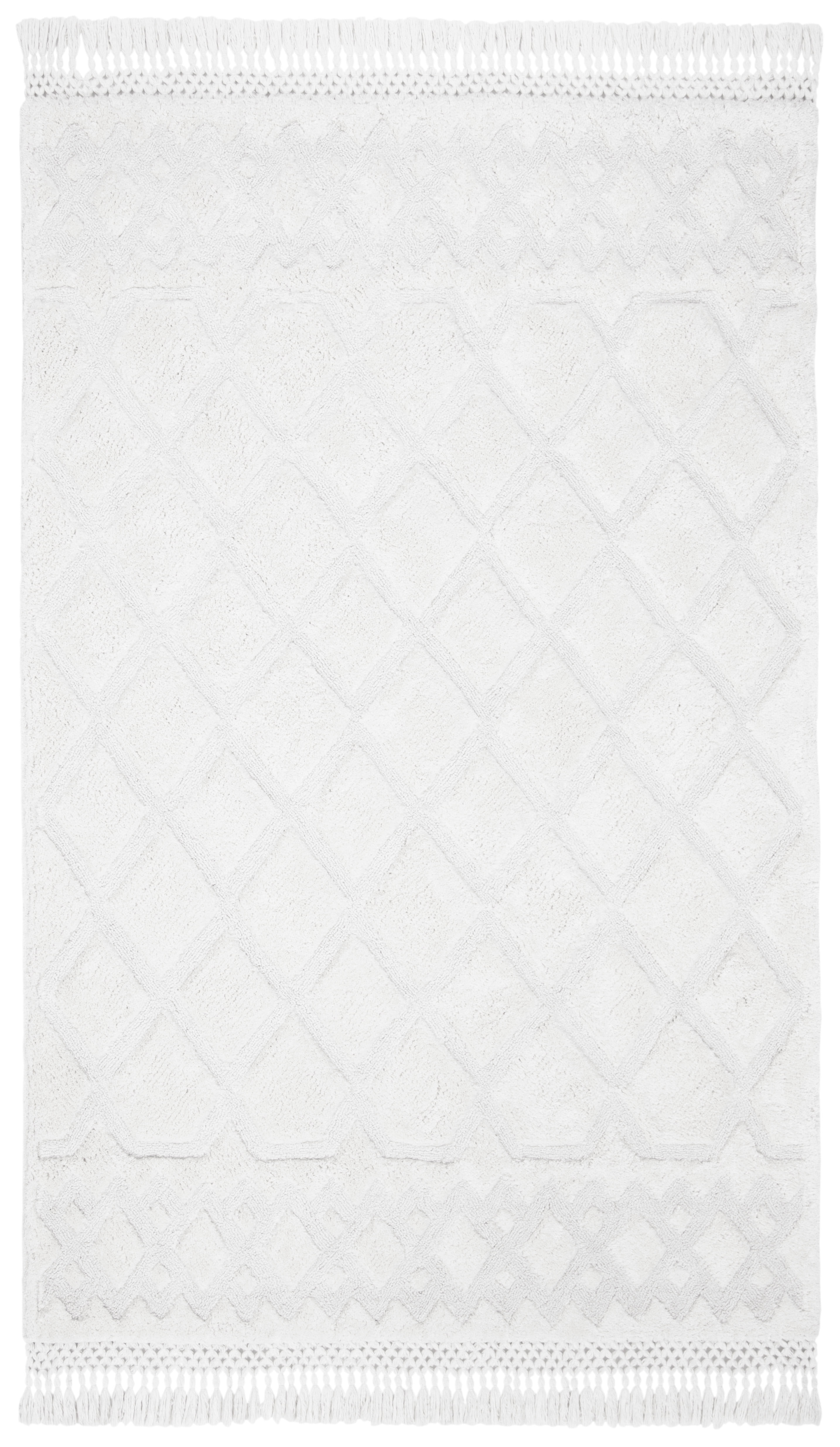 Ivory Elegance 6' x 9' Tufted Wool-Cotton Blend Shag Area Rug