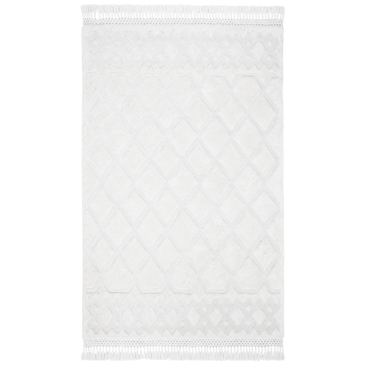 Ivory Elegance 6' x 9' Tufted Wool-Cotton Blend Shag Area Rug