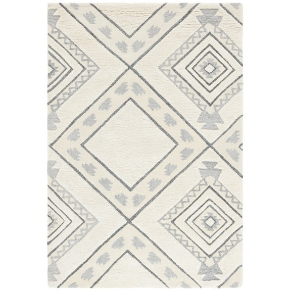 SAFAVIEH Casablanca Crispin Geometric Shag Area Rug, Ivory/Grey, 3' x 5'