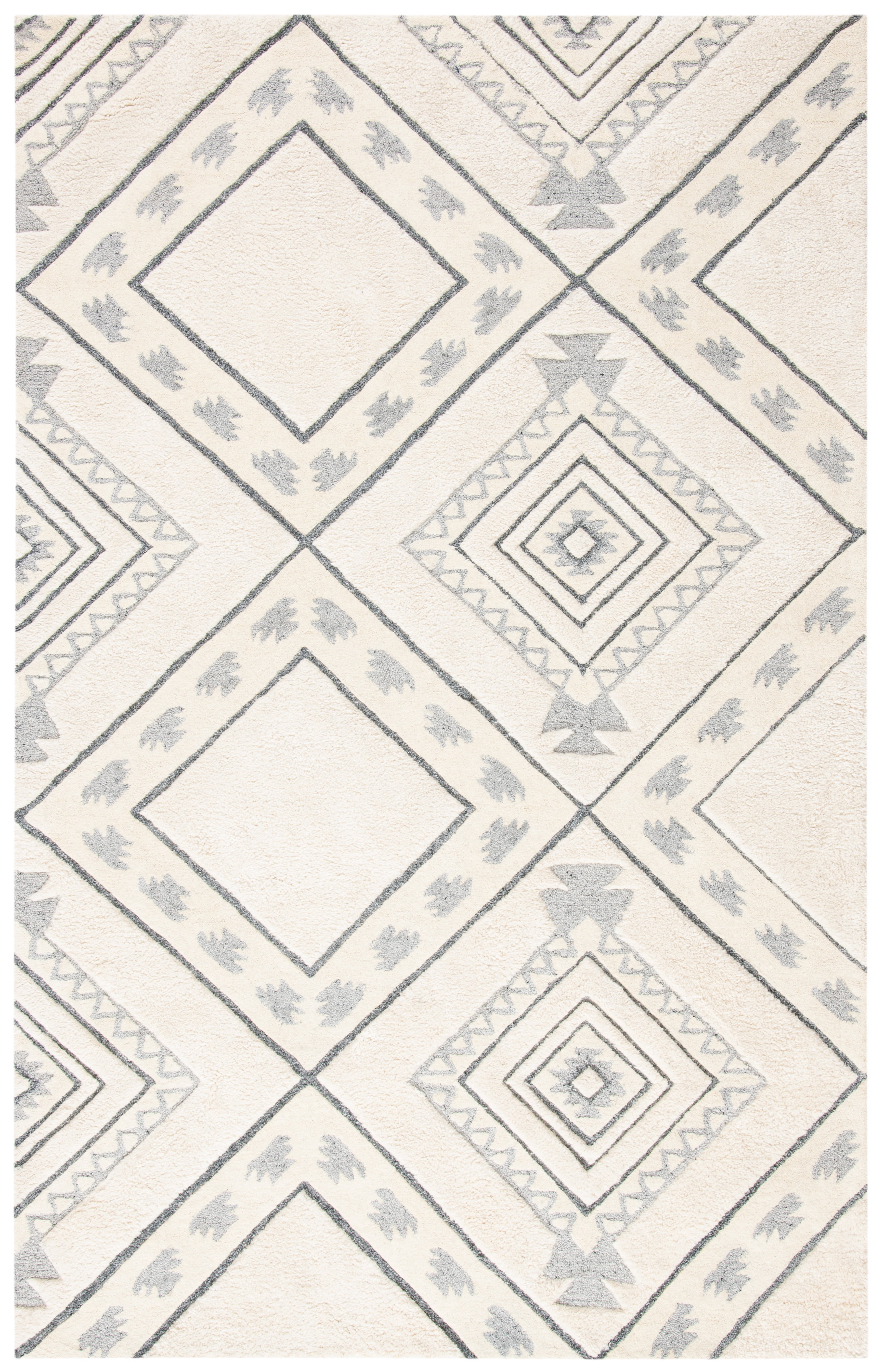 SAFAVIEH Casablanca Crispin Geometric Shag Area Rug, Ivory/Grey, 6' x 9'