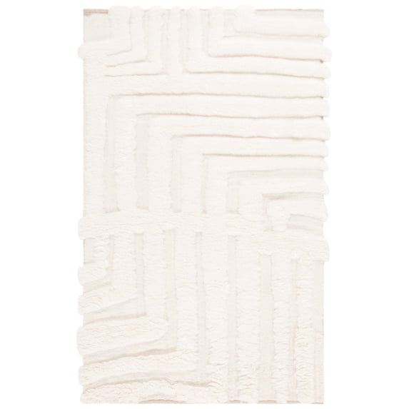 SAFAVIEH Casablanca Cyan Abstract Wool Area Rug, Ivory, 4' x 6'
