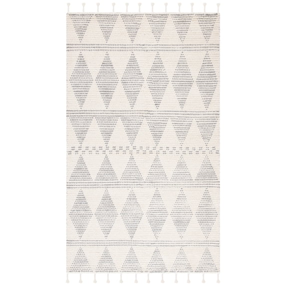SAFAVIEH Casablanca Darden Diamond Wool Area Rug, Ivory/Grey, 5' x 8'