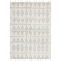 SAFAVIEH Casablanca Darden Diamond Wool Area Rug, Ivory/Grey, 8' x 10'