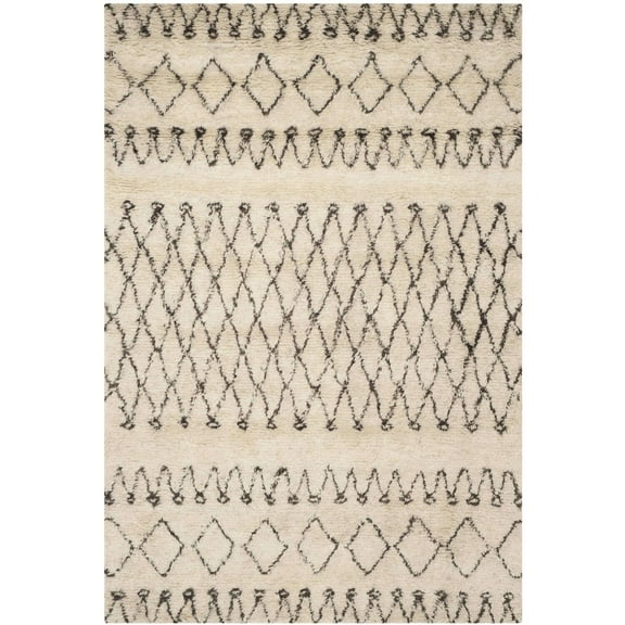 SAFAVIEH Casablanca Domhnall Southwestern Shag Area Rug, Ivory/Dark Brown, 6' x 9'