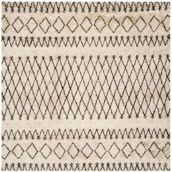 SAFAVIEH Casablanca Domhnall Southwestern Shag Area Rug, Ivory/Dark Brown, 8' x 8' Square