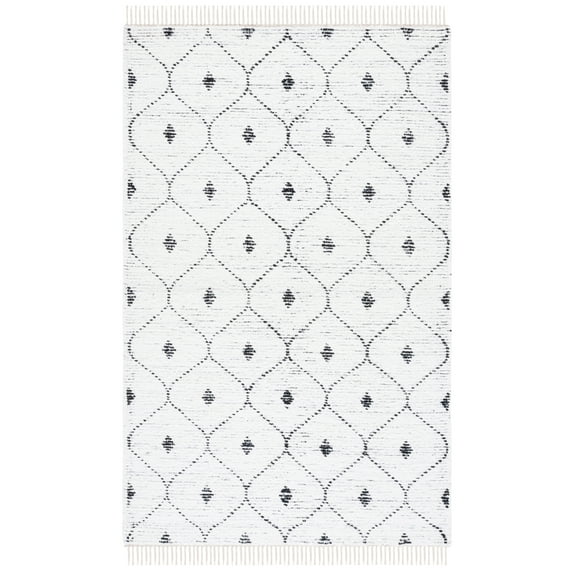 SAFAVIEH Casablanca Dreda Geometric Cotton Area Rug, Ivory/Black, 3' x 5'