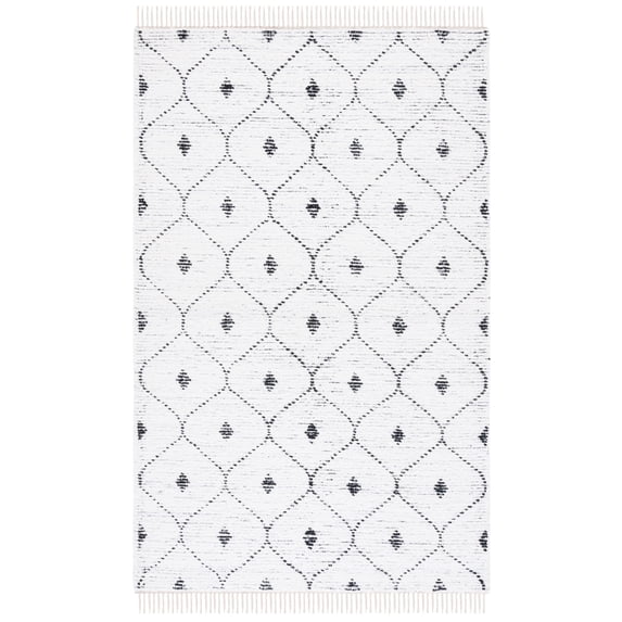 SAFAVIEH Casablanca Dreda Geometric Cotton Area Rug, Ivory/Black, 4' x 6'