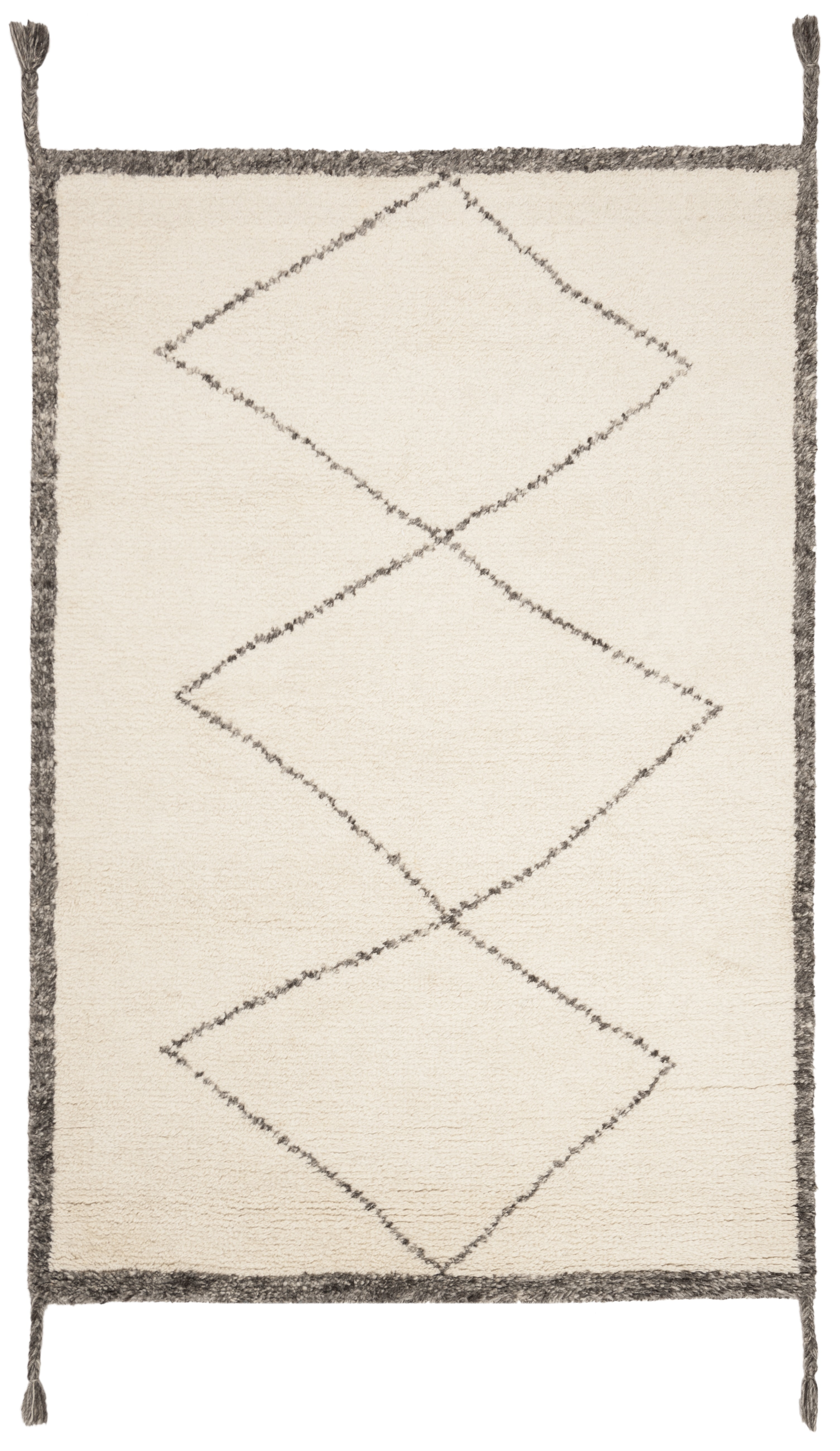 SAFAVIEH Casablanca Emmett Geometric Wool Shag Area Rug, Ivory/Charcoal ...