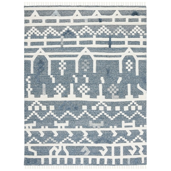 SAFAVIEH Casablanca Eric Geometric Wool Area Rug, Blue/Ivory, 8' x 10'