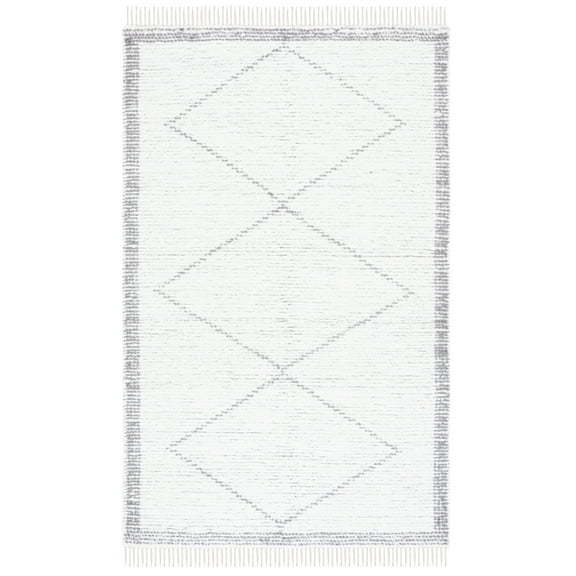 SAFAVIEH Casablanca Erica Diamond Cotton Area Rug, Ivory/Grey, 8' x 10'