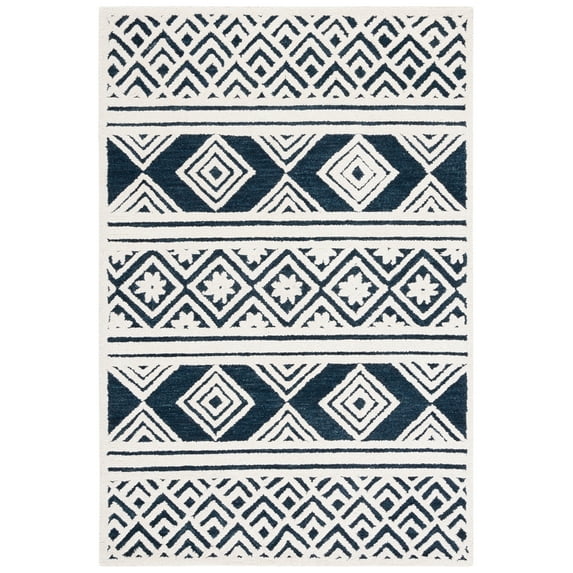 SAFAVIEH Casablanca Esmond Geometric Area Rug, Ivory/Navy, 8' x 10'