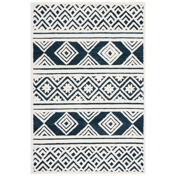 SAFAVIEH Casablanca Esmond Geometric Area Rug, Ivory/Navy, 8' x 10'