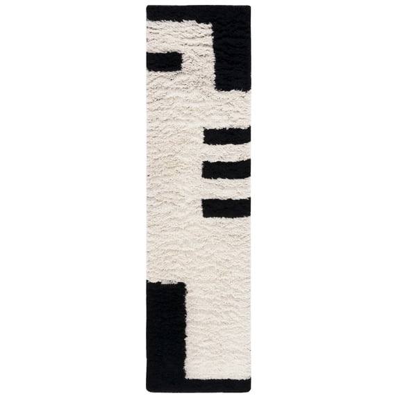 SAFAVIEH Casablanca Evaline Geometric Runner Rug, Black/Ivory, 2'3" x 9'
