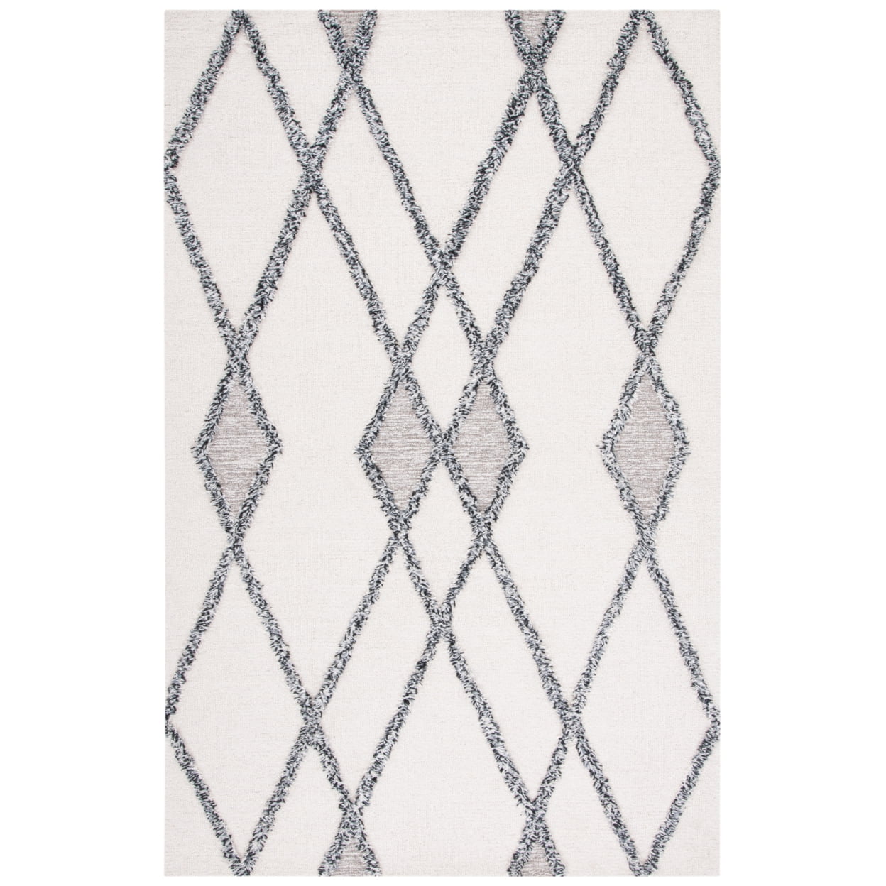Handmade Black Wool Tufted Shag 6' x 9' Rug