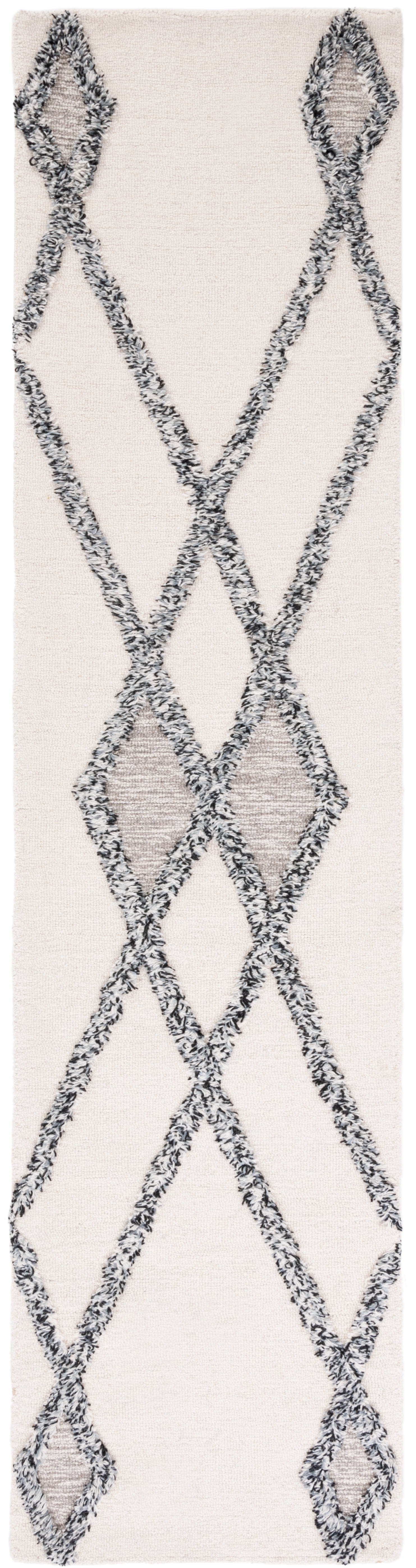SAFAVIEH Casablanca Everitt Diamond Runner Rug, Ivory/Black, 2'3" x 9'