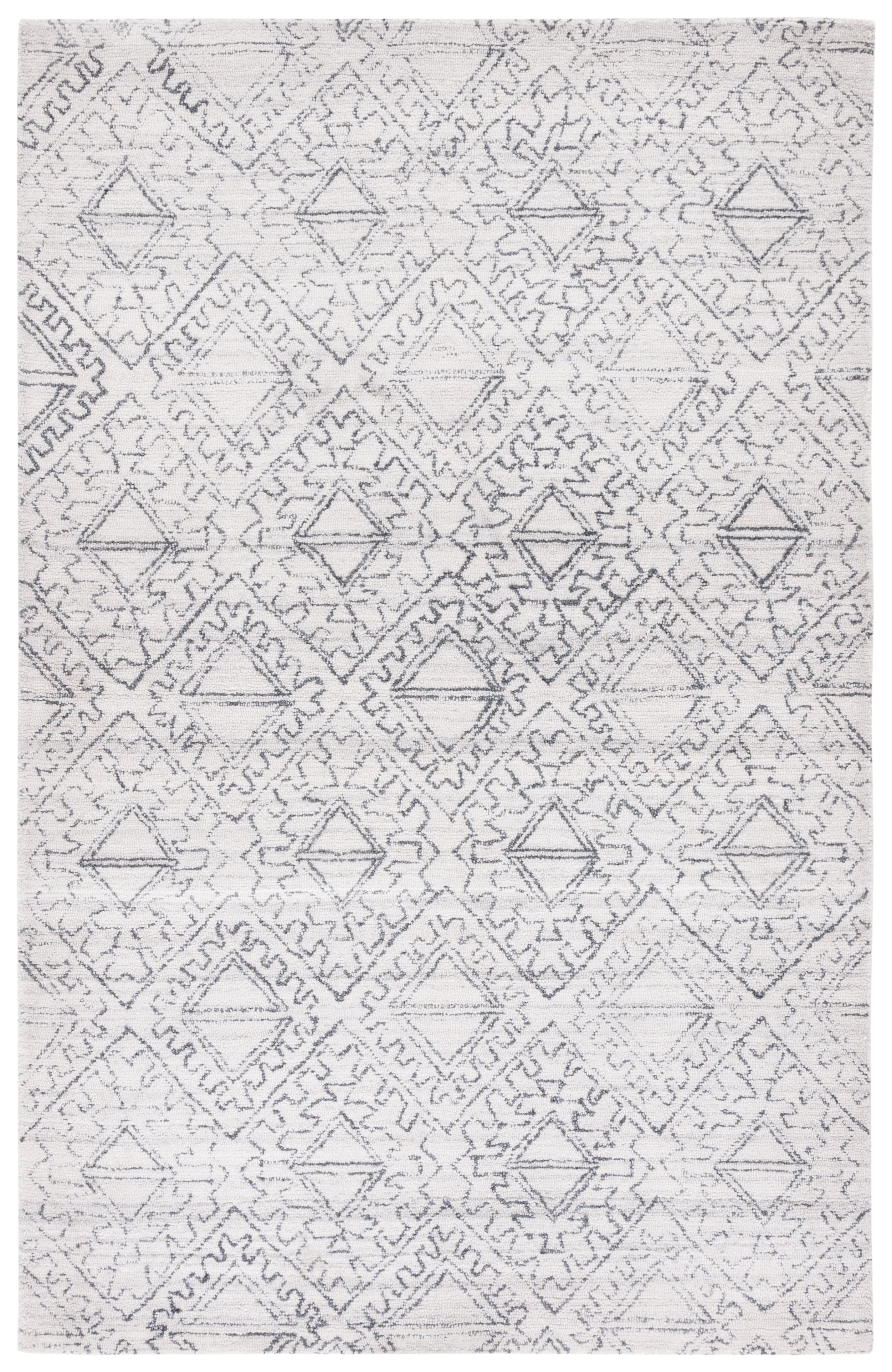 Casablanca 3' x 5' Black and Ivory Wool Hand-Tufted Shag Rug