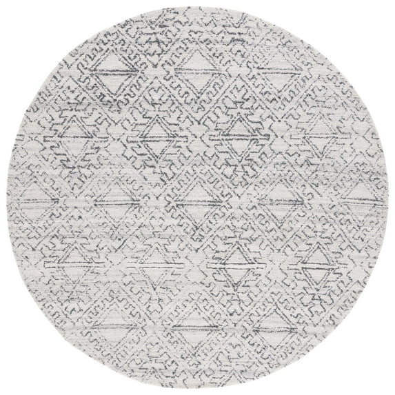 SAFAVIEH Casablanca Finnian Diamond Area Rug, Ivory/Black, 6' x 6' Round