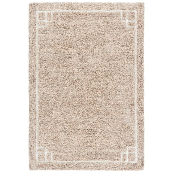 SAFAVIEH Casablanca Frosina Bordered Shag Area Rug, Beige/Ivory, 8' x 10'
