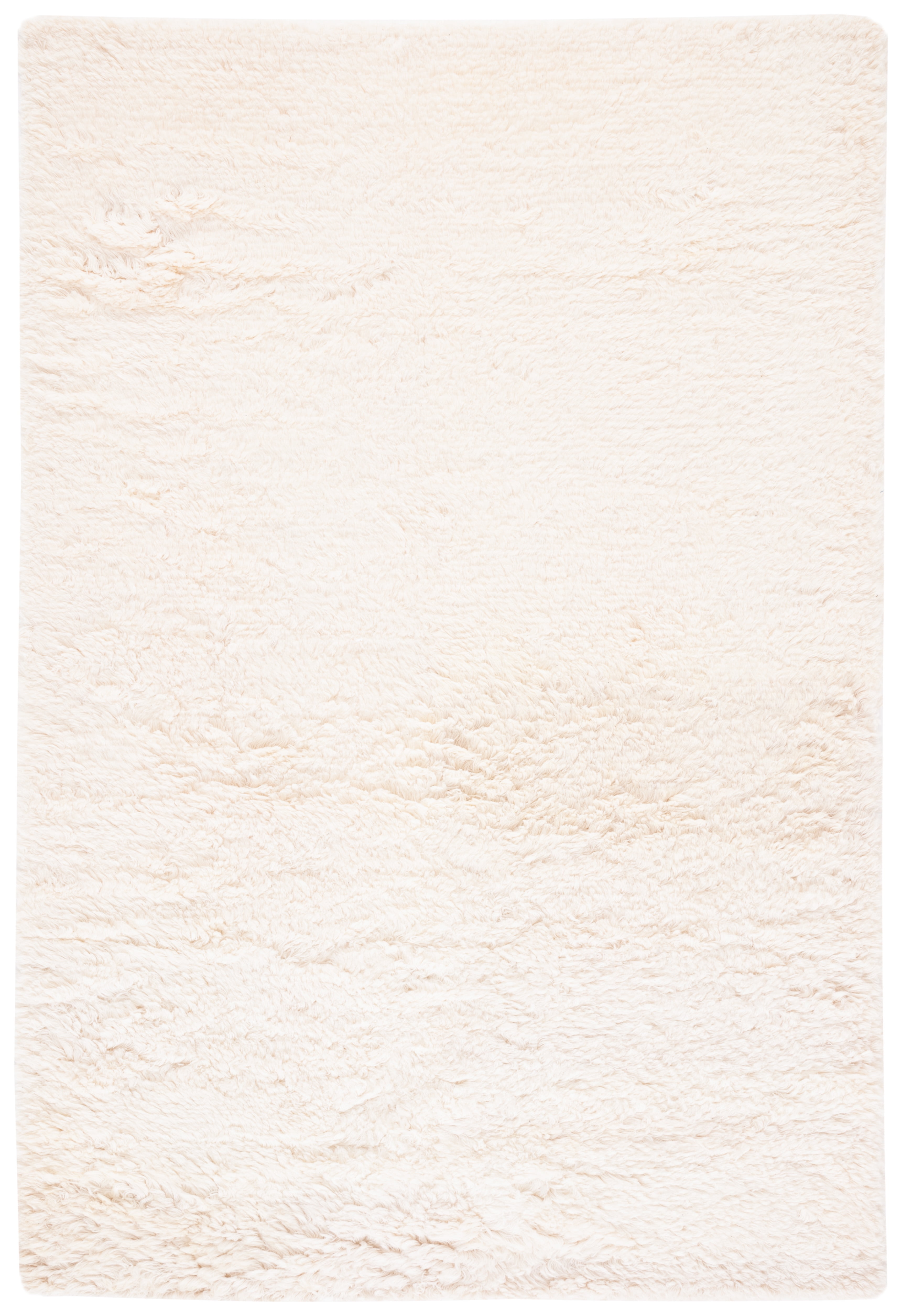 Ivory Shag 8' x 10' Hand-Knotted Wool Area Rug