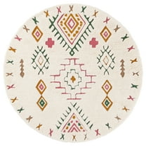 SAFAVIEH Casablanca Giles Southwestern Area Rug, Ivory/Pink, 6' x 6' Round