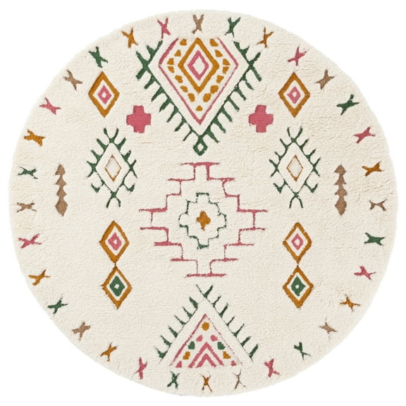 SAFAVIEH Casablanca Giles Southwestern Area Rug, Ivory/Pink, 6' x 6' Round