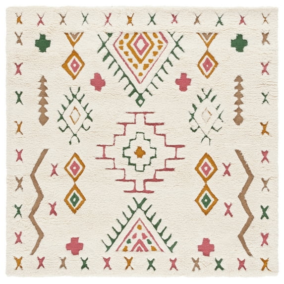 SAFAVIEH Casablanca Giles Southwestern Area Rug, Ivory/Pink, 6' x 6' Square