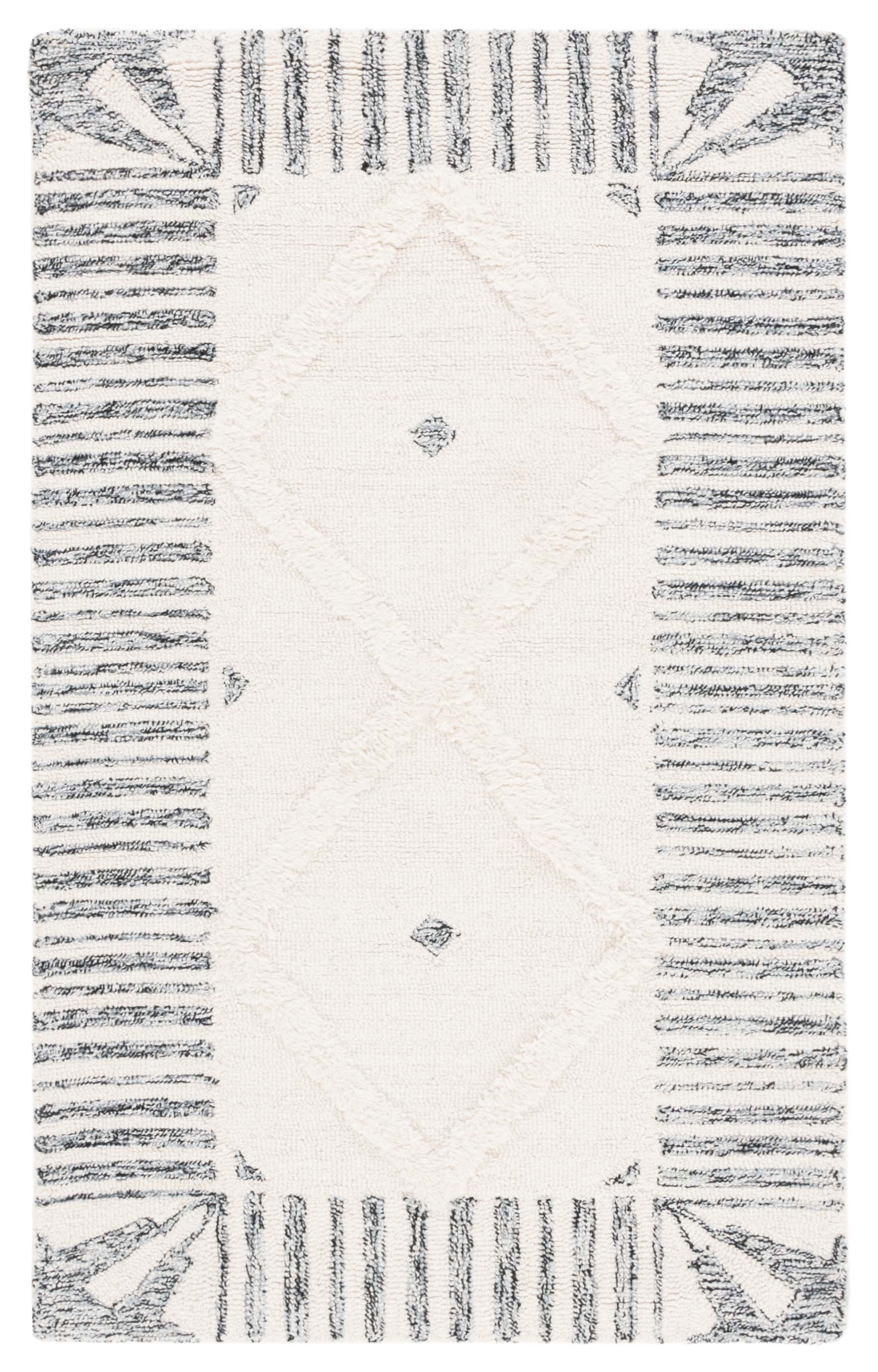 Hand-Tufted Black Wool Shag Rug 4' x 6' - Tufted Rectangular Comfort