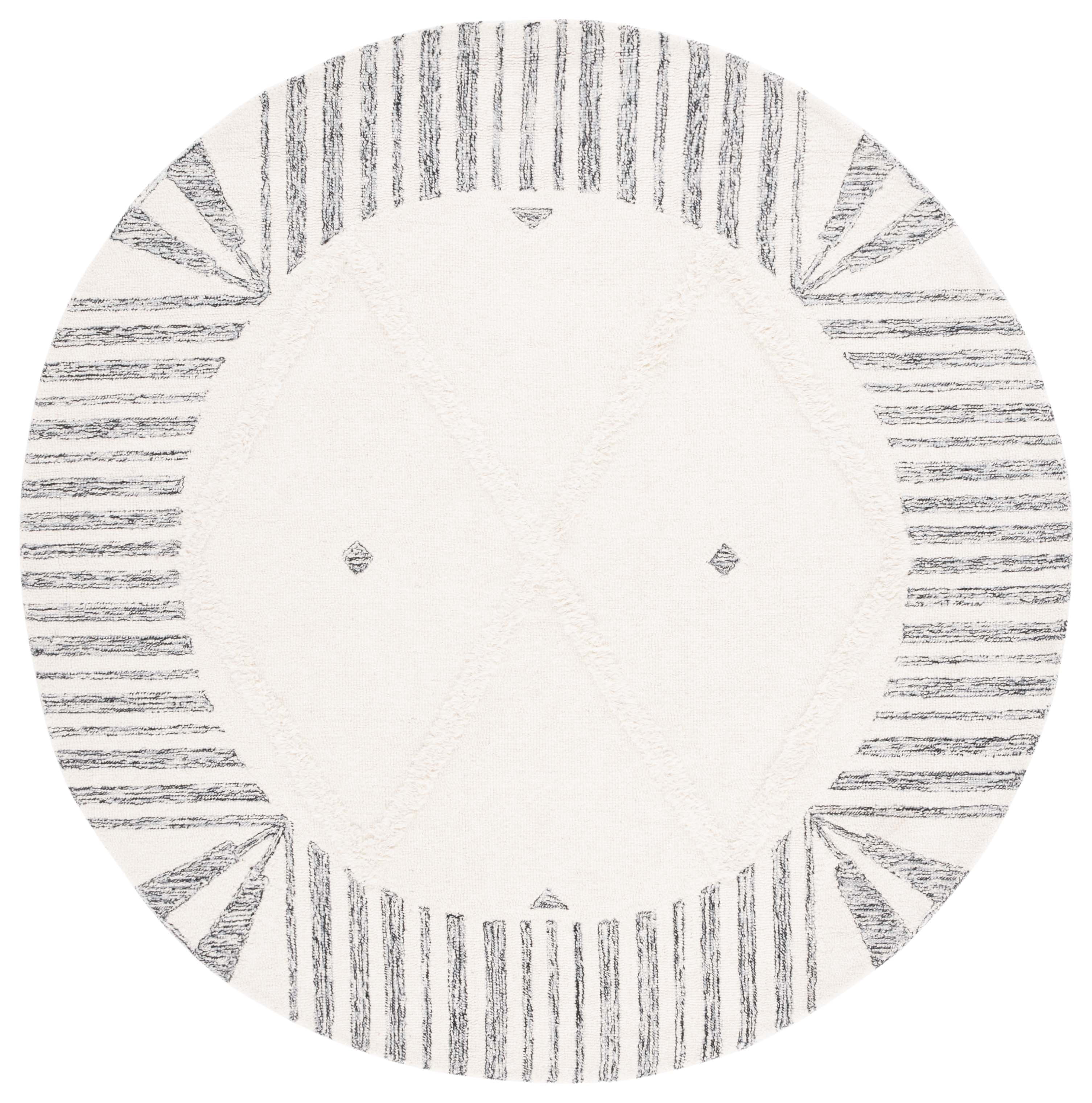 SAFAVIEH Casablanca Gisselle Medallion Area Rug, Ivory/Black, 6' x 6' Round