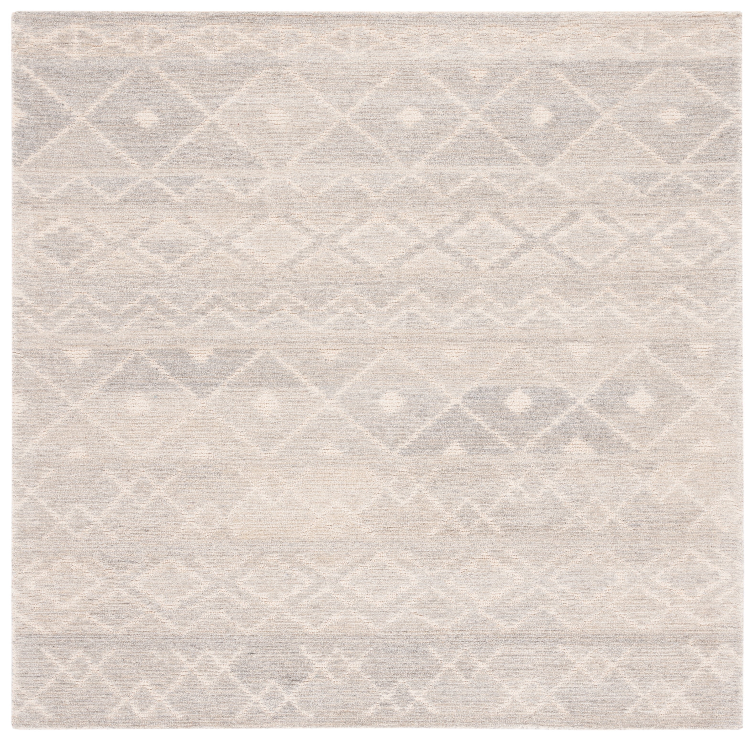 Luxurious Hand-Tufted Casablanca 6' Square Gray Wool Shag Rug