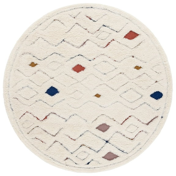 SAFAVIEH Casablanca Hermite Diamond Area Rug, Ivory/Rust, 6' x 6' Round