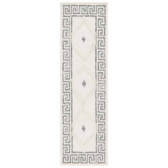 SAFAVIEH Casablanca Hyram Medallion Runner Rug, Ivory/Black, 2'3" x 8'