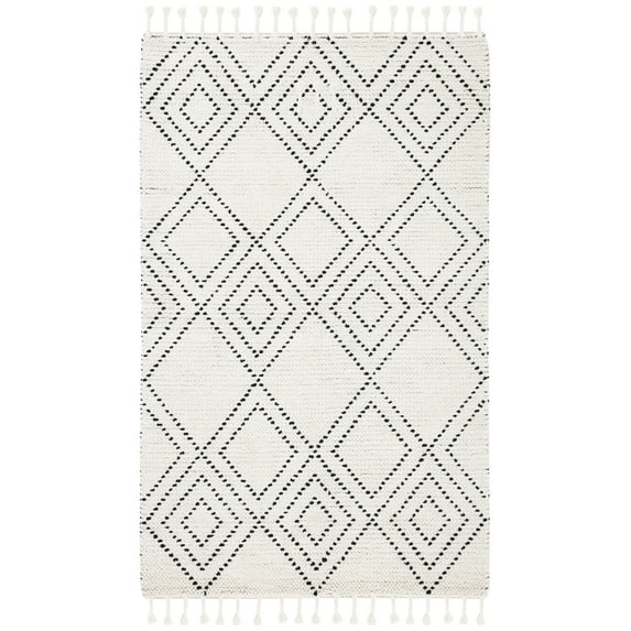 SAFAVIEH Casablanca Idella Diamond Area Rug, Ivory/Black, 4' x 6'