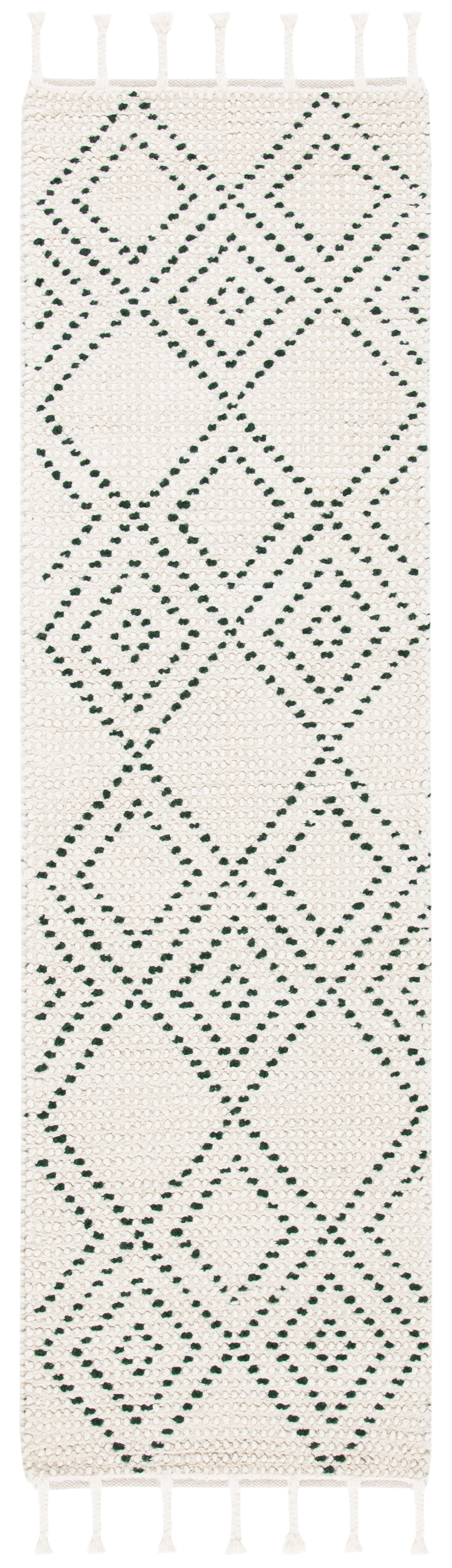 SAFAVIEH Casablanca Idella Diamond Runner Rug, Ivory/Green, 2'3" x 8'