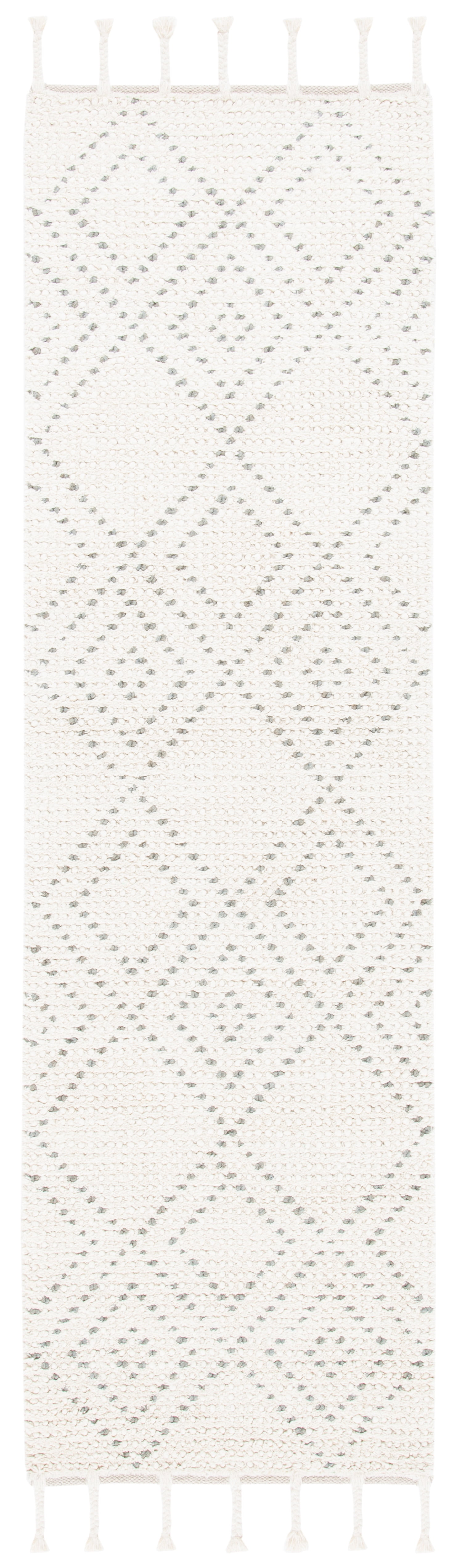 SAFAVIEH Casablanca Idella Diamond Runner Rug, Ivory/Grey, 2'3" x 8'