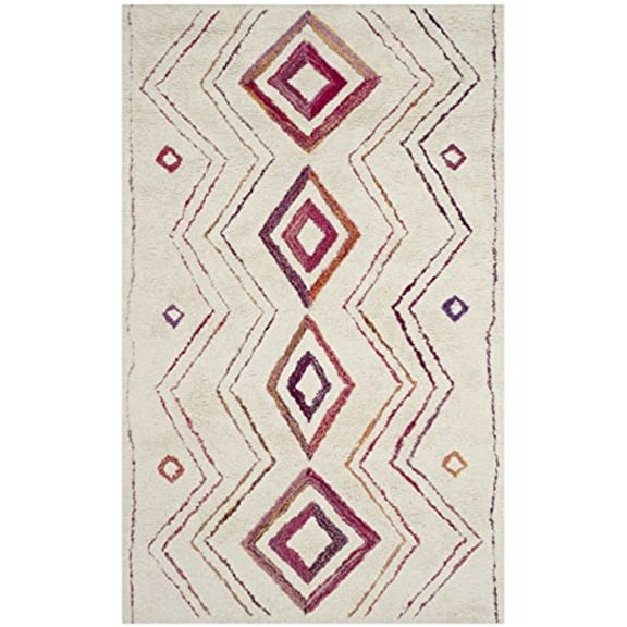 SAFAVIEH Casablanca Imogene Southwestern Shag Area Rug, Ivory/Multi, 5' x 8'