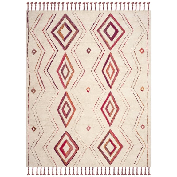 SAFAVIEH Casablanca Imogene Southwestern Shag Area Rug, Ivory/Multi, 8' x 10'