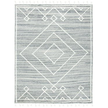 SAFAVIEH Casablanca Isador Diamond Wool Area Rug, Grey/Ivory, 8' x 10'