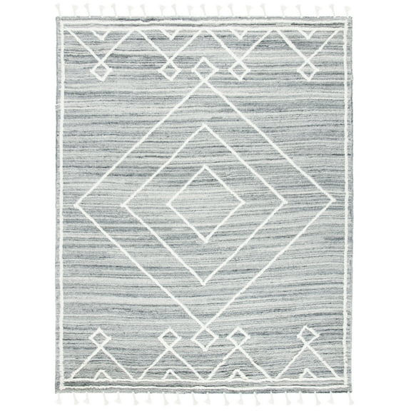 SAFAVIEH Casablanca Isador Diamond Wool Area Rug, Grey/Ivory, 8' x 10'