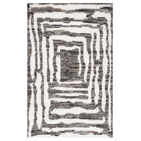 SAFAVIEH Casablanca Isaiah Geometric Area Rug, Ivory/Charcoal, 4' x 6'