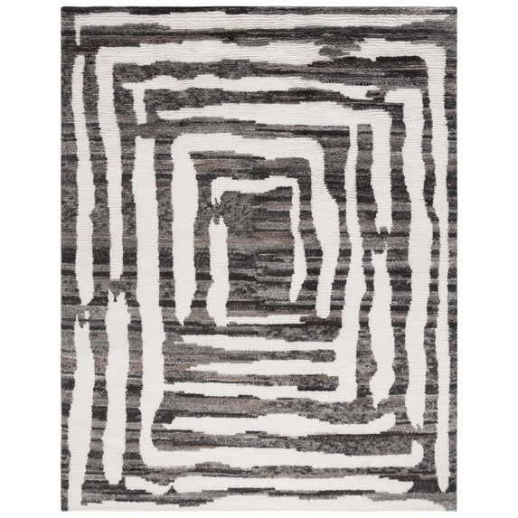 SAFAVIEH Casablanca Isaiah Geometric Area Rug, Ivory/Charcoal, 8' x 10'