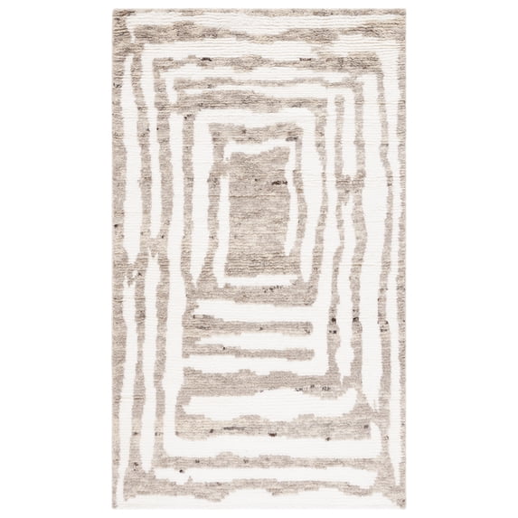 SAFAVIEH Casablanca Isaiah Geometric Area Rug, Ivory/Light Brown, 4' x 6'