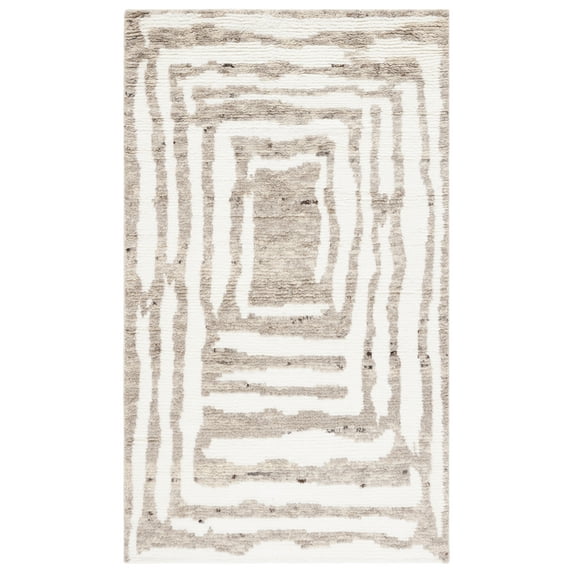 SAFAVIEH Casablanca Isaiah Geometric Area Rug, Ivory/Light Brown, 5' x 8'
