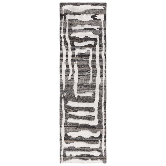 SAFAVIEH Casablanca Isaiah Geometric Runner Rug, Ivory/Charcoal, 2'3" x 8'