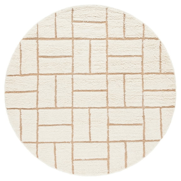 SAFAVIEH Casablanca Jamaar Geometric Area Rug, Natural/Ivory, 6' x 6' Round